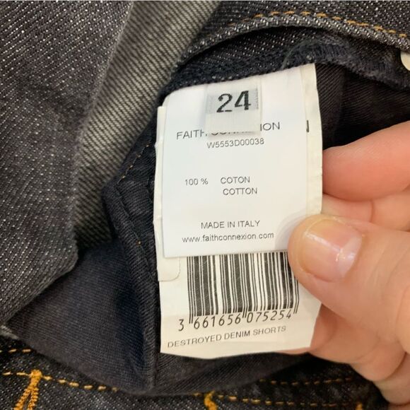 Faith Connexion Denim Shorts Women’s 24 Black Distressed Both Side Button NWT - Picture 4 of 12